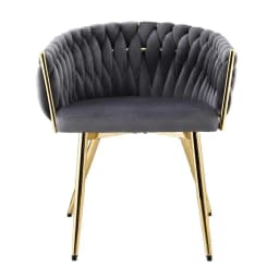 Velvet Weave Dining Armchair Modern Grey Lounge Cafe Kitchen Chair