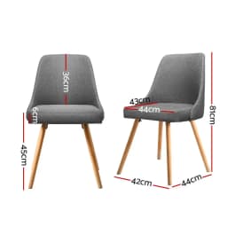 Grey Fabric Wooden Dining Chairs Set of 2 Modern Upholstered Kitchen Chairs for Home Use