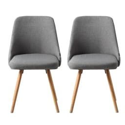 Grey Fabric Wooden Dining Chairs Set of 2 Modern Upholstered Kitchen Chairs for Home Use
