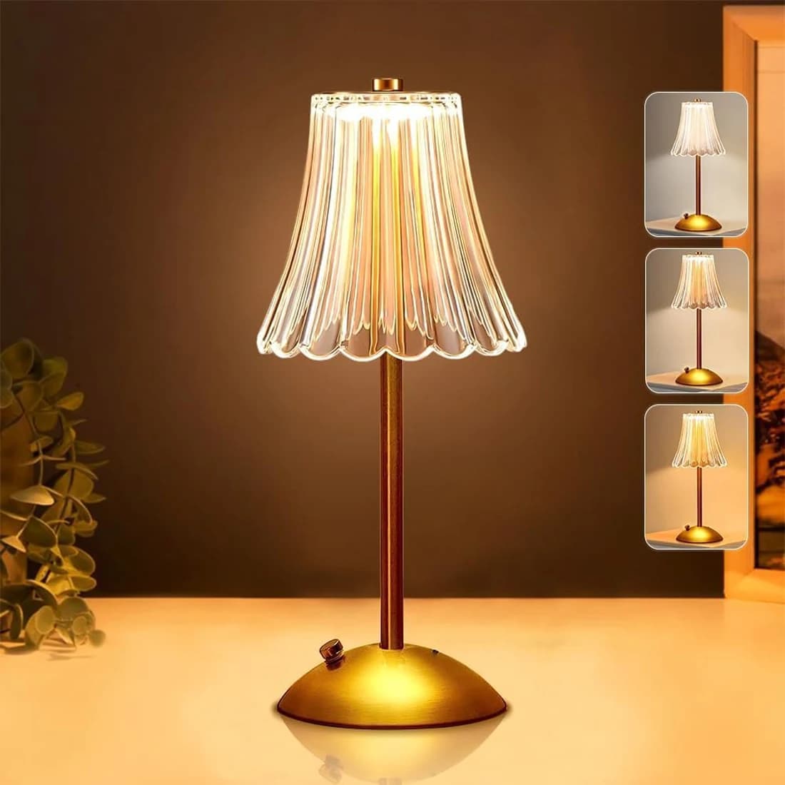 2/4/6/8pcs,Vintage Crystal LED Desk Lamp, USB Charging, Suitable for Bedrooms and Living Rooms, Easily Creating a Warm Atmosphere