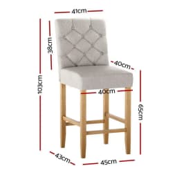 Set of 4 Linen Upholstered Bar Stools with Backrest Modern Counter Height Kitchen Dining Chairs for Home Island Seating