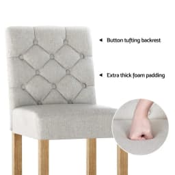 Set of 4 Linen Upholstered Bar Stools with Backrest Modern Counter Height Kitchen Dining Chairs for Home Island Seating