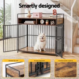 2 in 1 Wooden Dog Crate 104cm Pet Cage Furniture End Table Storage Black