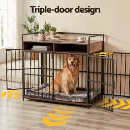 2 in 1 Wooden Dog Crate 104cm Pet Cage Furniture End Table Storage Black