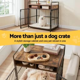 2 in 1 Wooden Dog Crate 104cm Pet Cage Furniture End Table Storage Black