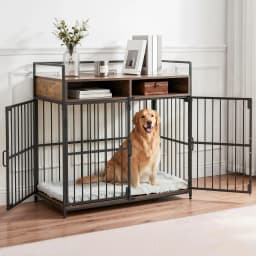 2 in 1 Wooden Dog Crate 104cm Pet Cage Furniture End Table Storage Black