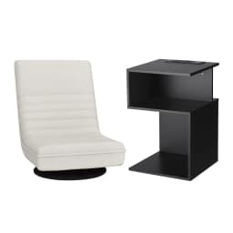Swivel Floor Chair with Bedside Table and Charging Station Set Modern Lounge Seating for Bedroom Living Room Portable Comfortable Space Saving Furniture