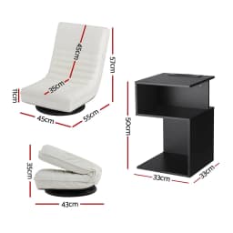 Swivel Floor Chair with Bedside Table and Charging Station Set Modern Lounge Seating for Bedroom Living Room Portable Comfortable Space Saving Furniture