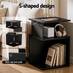 Swivel Floor Chair with Bedside Table and Charging Station Set Modern Lounge Seating for Bedroom Living Room Portable Comfortable Space Saving Furniture