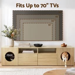185CM Pine TV Unit with Cat House Storage Cabinet Modern Living Room Media Console Wooden Entertainment Center Sideboard
