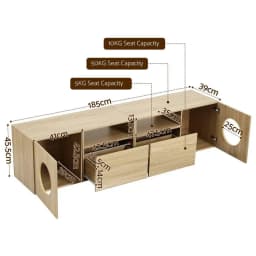 185CM Pine TV Unit with Cat House Storage Cabinet Modern Living Room Media Console Wooden Entertainment Center Sideboard