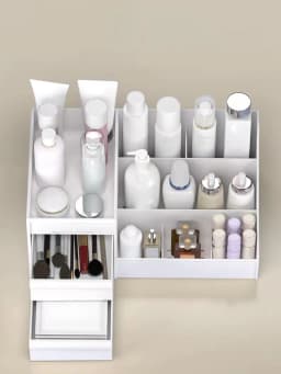 Large Capacity Cosmetic Storage Box, Makeup Organizer With Drawers, Countertop Vanity Holder For Lipstick Brushes Lotions