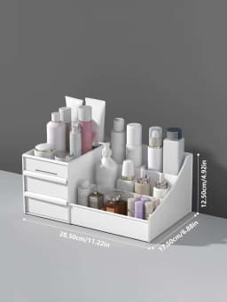Large Capacity Cosmetic Storage Box, Makeup Organizer With Drawers, Countertop Vanity Holder For Lipstick Brushes Lotions