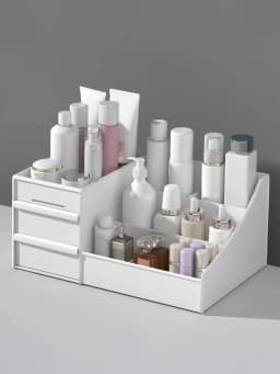 Large Capacity Cosmetic Storage Box, Makeup Organizer With Drawers, Countertop Vanity Holder For Lipstick Brushes Lotions