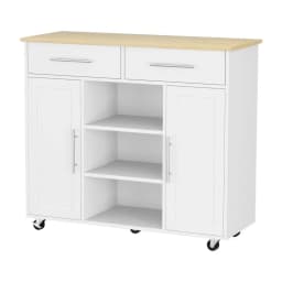 Kitchen Island Trolley Rolling Serving Cart with Storage Drawer Cabinet 100cm White