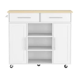 Kitchen Island Trolley Rolling Serving Cart with Storage Drawer Cabinet 100cm White