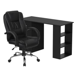 120cm Computer Desk and Executive Office Chair Set PU Leather High Back Black Office Furniture Set