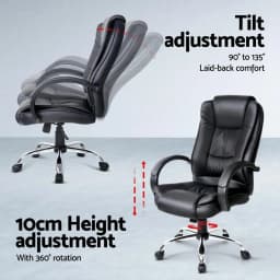 120cm Computer Desk and Executive Office Chair Set PU Leather High Back Black Office Furniture Set