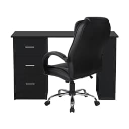 120cm Computer Desk and Executive Office Chair Set PU Leather High Back Black Office Furniture Set