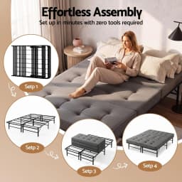 Giselle Folding Guest Bed with Mattress Metal Frame 15cm Foam Foldable Portable Single Bed