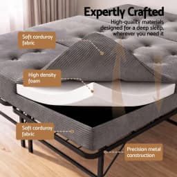 Giselle Folding Guest Bed with Mattress Metal Frame 15cm Foam Foldable Portable Single Bed