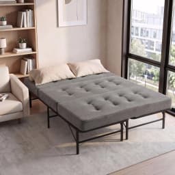 Giselle Folding Guest Bed with Mattress Metal Frame 15cm Foam Foldable Portable Single Bed
