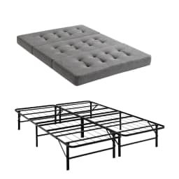 Giselle Folding Guest Bed with Mattress Metal Frame 15cm Foam Foldable Portable Single Bed