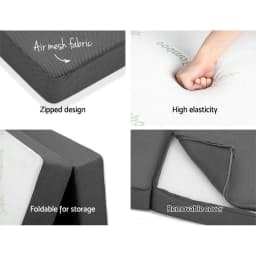 Foldable Single Foam Mattress Bamboo Cover Portable Space Saving Floor Bed Convertible Guest Sleeping Mat Extra Comfort Durable Breathable Washable Cover