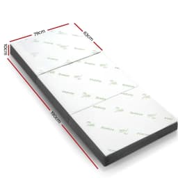 Foldable Single Foam Mattress Bamboo Cover Portable Space Saving Floor Bed Convertible Guest Sleeping Mat Extra Comfort Durable Breathable Washable Cover