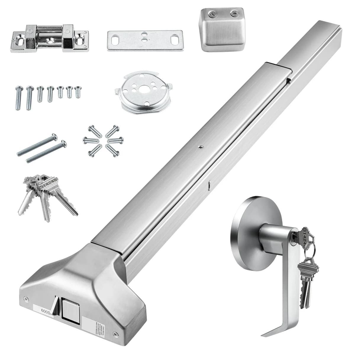 SucceBuy Push Bar Door Locks Stainless Steel Bars for Exit Doors with Exterior Lever Push Bar Panic Exit Device Door Hardware