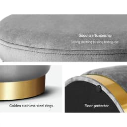 Round Velvet Ottoman Foot Stool Charcoal Plush Padded Accent Seat for Living Room Bedroom Storage Bench Style