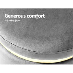 Round Velvet Ottoman Foot Stool Charcoal Plush Padded Accent Seat for Living Room Bedroom Storage Bench Style