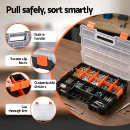 3 Pack Stackable Tool Box Organizer for small Parts Hardware Storage Box Portable Plastic Compartment Organizer for Screws Nails Nuts Crafts