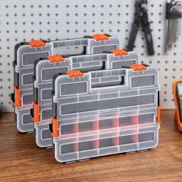 3 Pack Stackable Tool Box Organizer for small Parts Hardware Storage Box Portable Plastic Compartment Organizer for Screws Nails Nuts Crafts