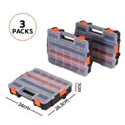 3 Pack Stackable Tool Box Organizer for small Parts Hardware Storage Box Portable Plastic Compartment Organizer for Screws Nails Nuts Crafts