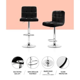 Set of 4 Modern Black Leather Bar Stools Gas Lift Adjustable Swivel Counter Chairs