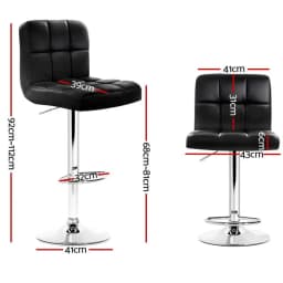 Set of 4 Modern Black Leather Bar Stools Gas Lift Adjustable Swivel Counter Chairs