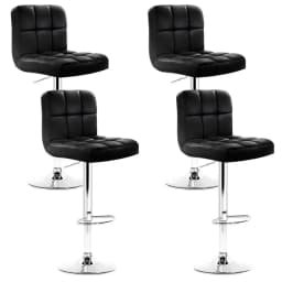 Set of 4 Modern Black Leather Bar Stools Gas Lift Adjustable Swivel Counter Chairs