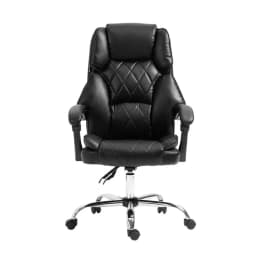Executive Office Chair Leather Recliner Adjustable High Back Swivel Ergonomic Computer Desk Chair Black Padded Home Office Seat