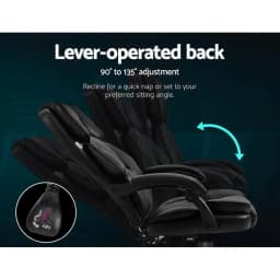 Executive Office Chair Leather Recliner Adjustable High Back Swivel Ergonomic Computer Desk Chair Black Padded Home Office Seat