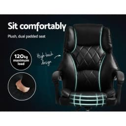 Executive Office Chair Leather Recliner Adjustable High Back Swivel Ergonomic Computer Desk Chair Black Padded Home Office Seat