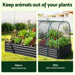 Galvanized Raised Garden Bed with Mesh Netting Outdoor Planter Box Bird Proof 180x90x120cm