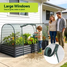 Galvanized Raised Garden Bed with Mesh Netting Outdoor Planter Box Bird Proof 180x90x120cm