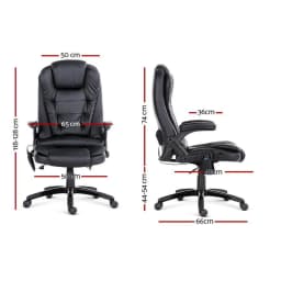 8 Point Massage Office Chair Heated Seat Recliner PU Leather Black Ergonomic Comfort Relaxation Chair for Home Office Use