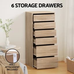 6 Drawer Tallboy Pine Dresser Chest of Drawers Wooden Storage Cabinet Bedroom Furniture