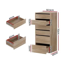 6 Drawer Tallboy Pine Dresser Chest of Drawers Wooden Storage Cabinet Bedroom Furniture