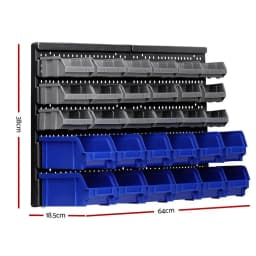 60 Pcs Wall Mounted Storage Bin Rack Organizer Heavy Duty Plastic Parts Storage Bins for Garage Workshop Tool and Hardware Sorting