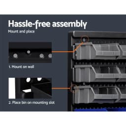 60 Pcs Wall Mounted Storage Bin Rack Organizer Heavy Duty Plastic Parts Storage Bins for Garage Workshop Tool and Hardware Sorting