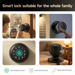 ICCSSI Spherical Lock Tuya Smart Lock Digital Electronic Lock Unlock Fingerprint/Password/Key/Bluetooth for Airbnb Home K10CPLUS
