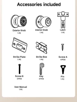 ICCSSI Spherical Lock Tuya Smart Lock Digital Electronic Lock Unlock Fingerprint/Password/Key/Bluetooth for Airbnb Home K10CPLUS